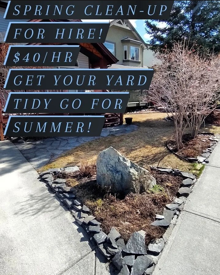 Spring Clean-Up! Image of garden with text